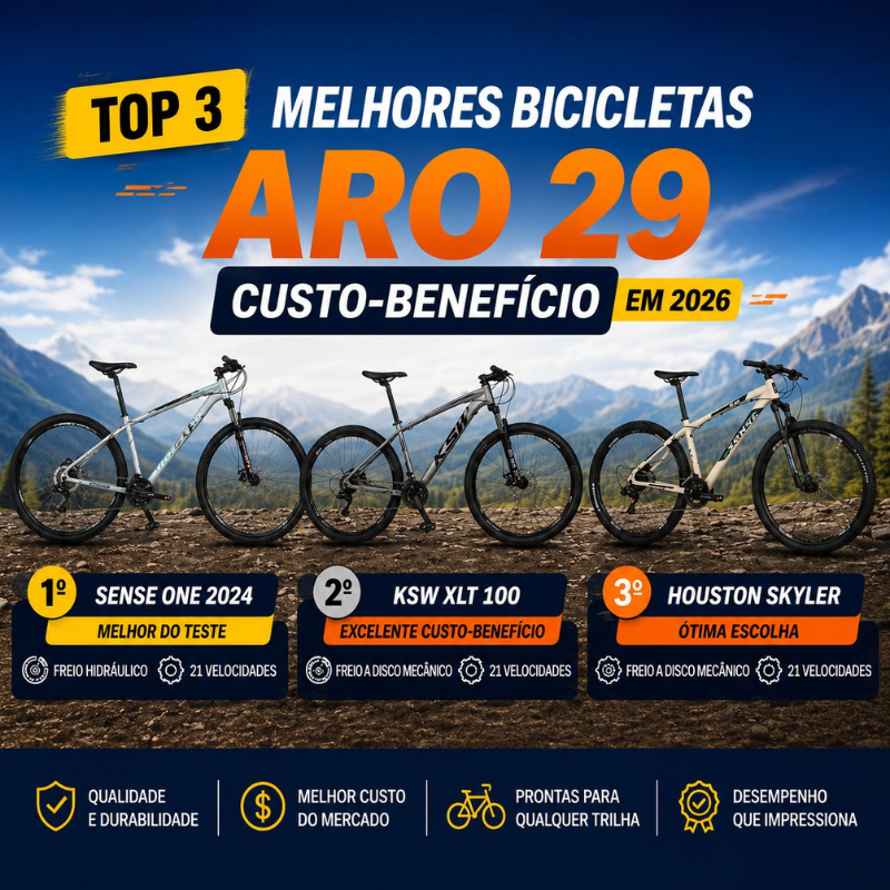 As 3 melhores bicicletas aro 29 custo-benefício de 2026 comparadas por Marcelo Prado