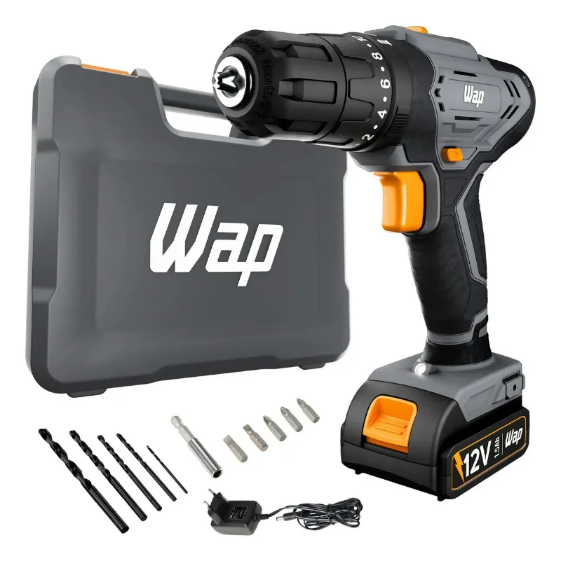 Parafusadeira e furadeira de impacto WAP WF 12K4.2 com indicador de nível de bateria