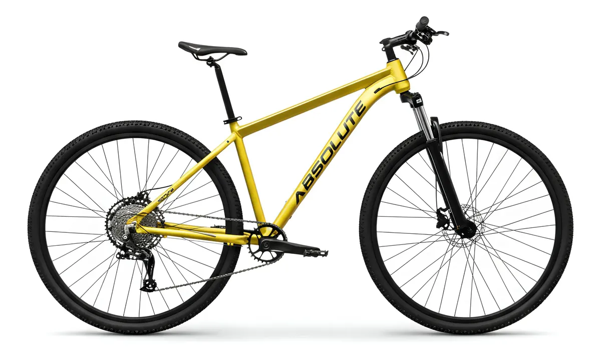 Bicicleta Absolute Nero 5 aro 29 12v com freio hidráulico, cor amarelo e preto