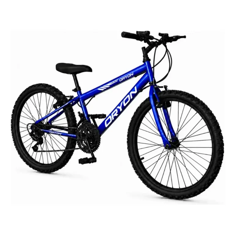 Bicicleta infantil Oryon aro 24 azul e branca com 18 velocidades