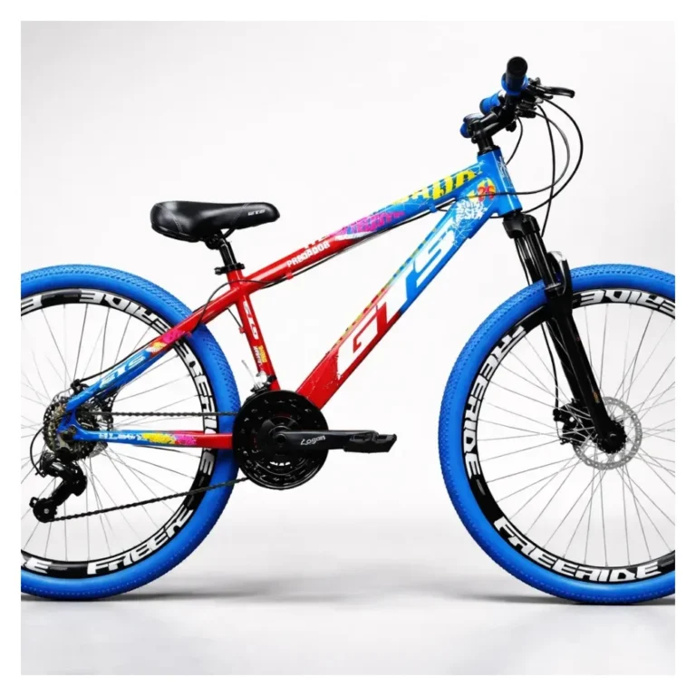 Bicicleta aro 26 GTS Predador freeride vermelha e azul