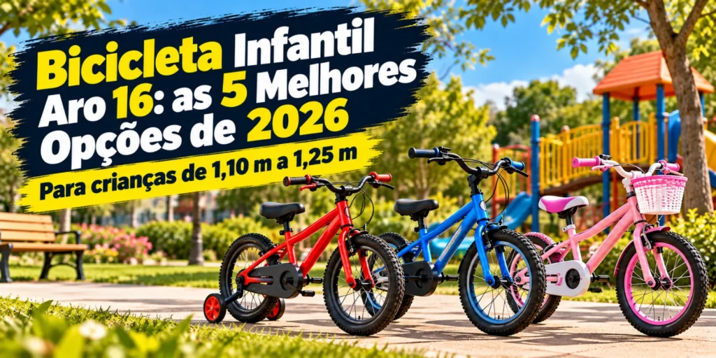 Bicicleta infantil aro 16: as 5 melhores opções de 2026, para crianças de 1,10 m a 1,25 m