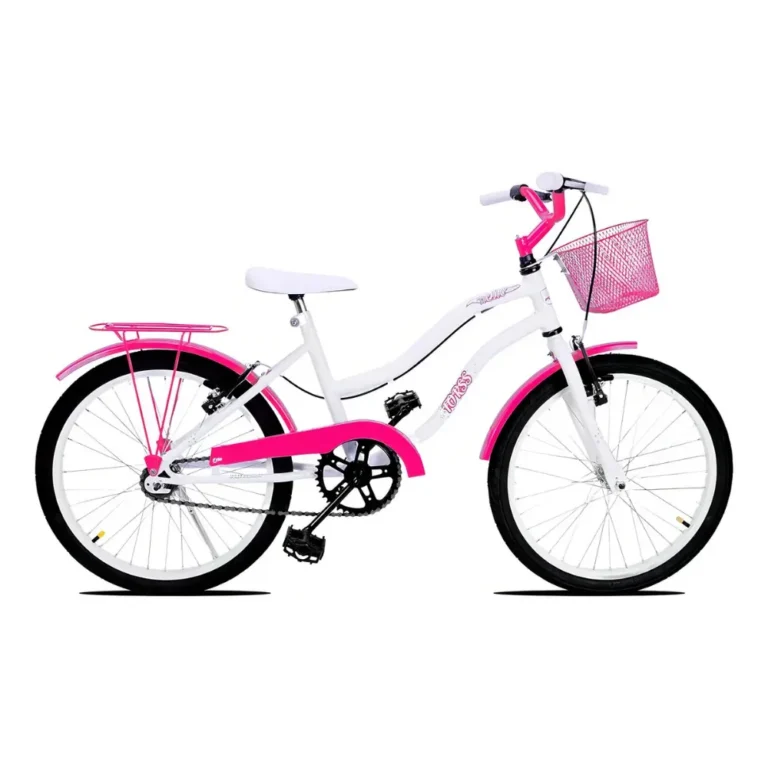 Bicicleta infantil aro 20 Forss Hello branca e pink com cesto