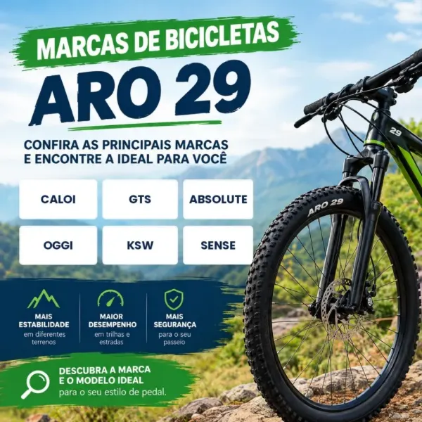 Marcas de bicicleta aro 29: Caloi, GTS, Absolute, Oggi, KSW e Sense
