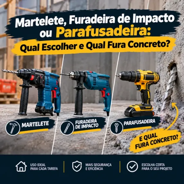 Martelete, furadeira de impacto ou parafusadeira: qual escolher e qual fura concreto