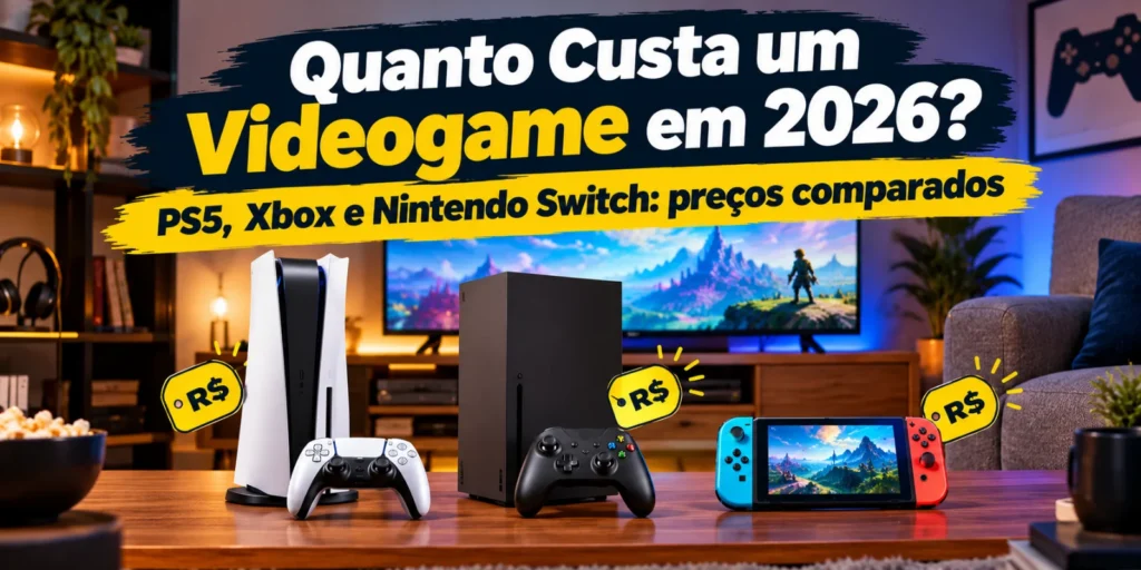 Quanto custa um videogame em 2026: PS5, Xbox e Nintendo Switch, preços comparados
